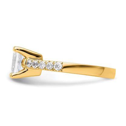 True Origin 14K Yellow Gold 3/8 carat Lab Grown Diamond VS+ F+ Semi-Mount Emerald Engagement Ring