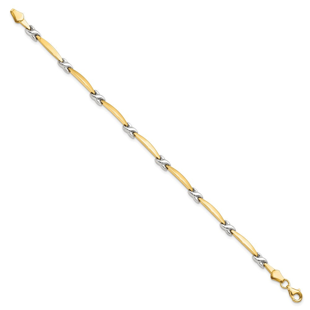 14K Yellow Gold w/Rhodium D/C Fancy Chain Bracelet