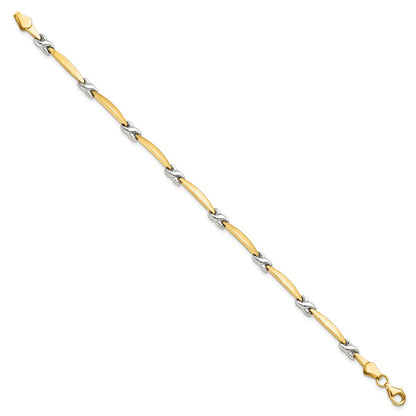 14K Yellow Gold w/Rhodium D/C Fancy Chain Bracelet