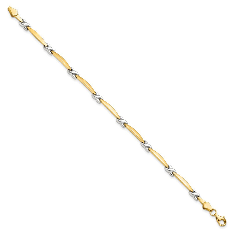 14K Yellow Gold w/Rhodium D/C Fancy Chain Bracelet
