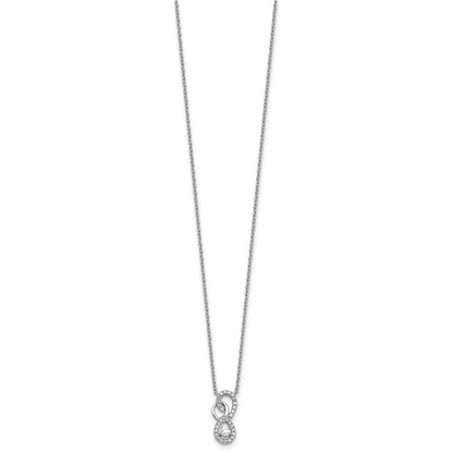 14K White Gold Polished 1/4 carat Diamond Fancy Infinity 18 Inch Necklace