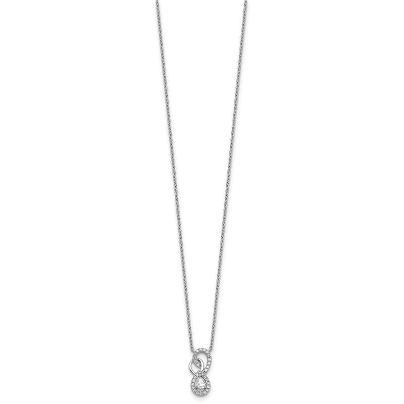 14K White Gold Polished 1/4 carat Diamond Fancy Infinity 18 Inch Necklace