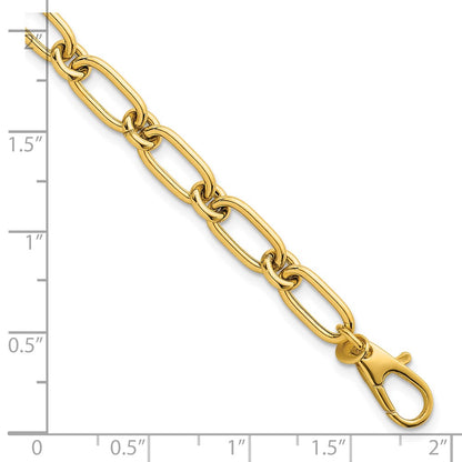 14K Yellow Gold Polished 6mm Oval and Circle Link 7.5 Inch Bracelet