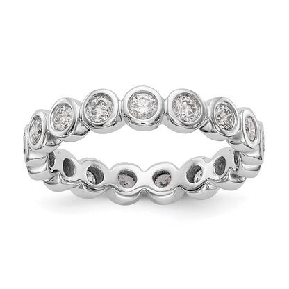 14K White Gold Polished Size 7 Bezel-set 1 carat Diamond Complete Eternity Wedding Band Ring