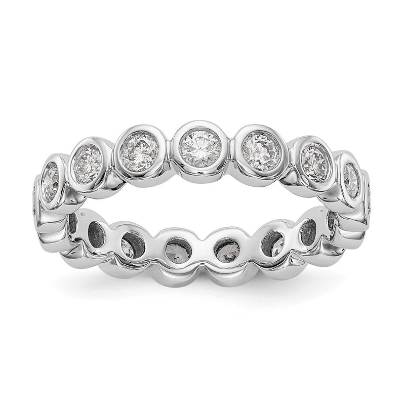 14K White Gold Polished Size 7 Bezel-set 1 carat Diamond Complete Eternity Wedding Band Ring