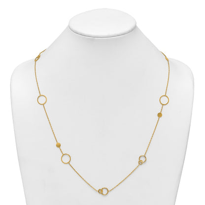 14K Yellow Gold Polished Circle and Chain Pattern 25.5 Inch Necklace