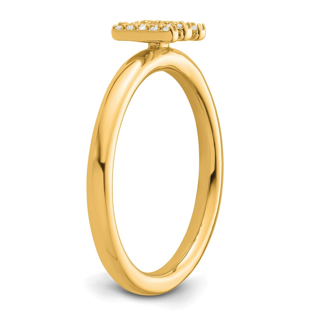14K Yellow Gold Stackable Diamond Initial M Size 7 Ring