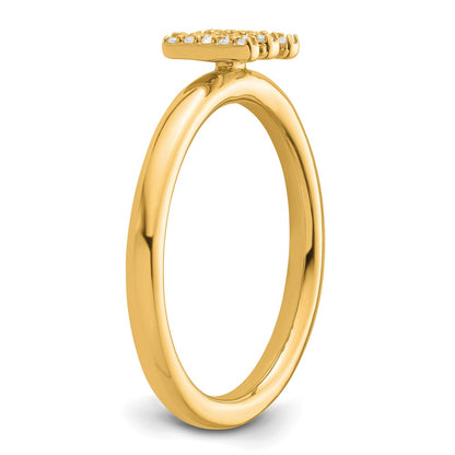 14K Yellow Gold Stackable Diamond Initial M Size 7 Ring