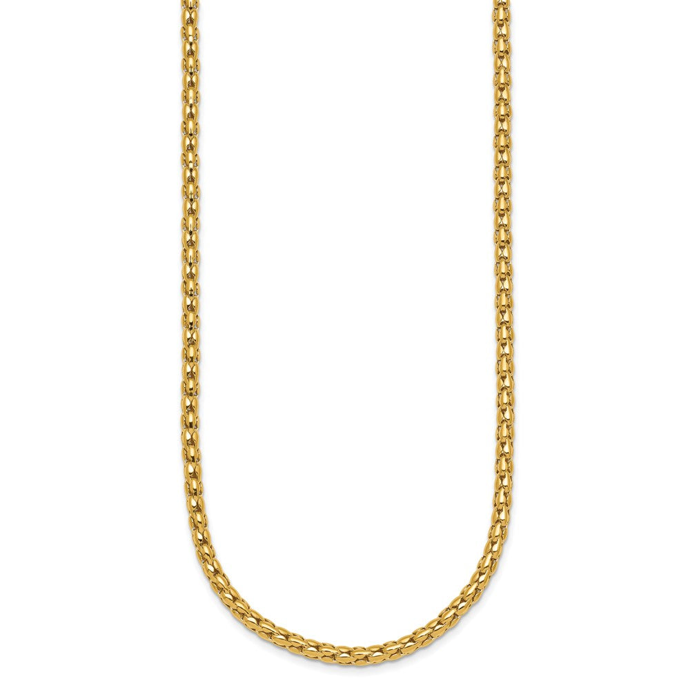 14K Yellow Gold Polished 3.5mm Fancy Link 18 Inch Necklace
