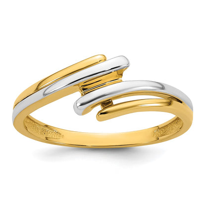 14K Yellow Gold with Rhodium Polished Size 7 Bypass Ring