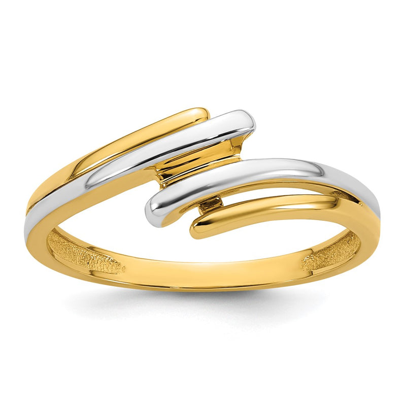 14K Yellow Gold with Rhodium Polished Size 7 Bypass Ring