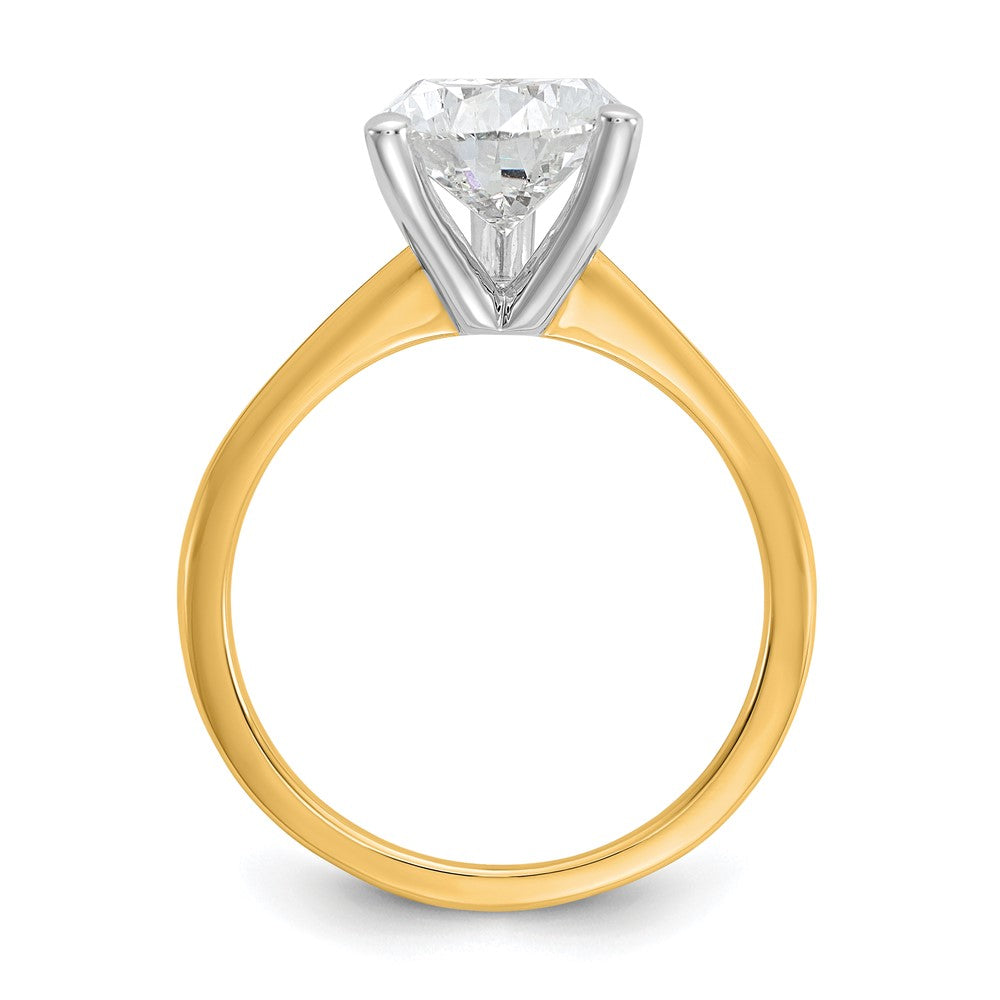 14K Two-Tone Gold Two-tone 3 carat Certified Lab Grown Diamond VS+ F+ Pear Solitaire Complete Engagement Ring