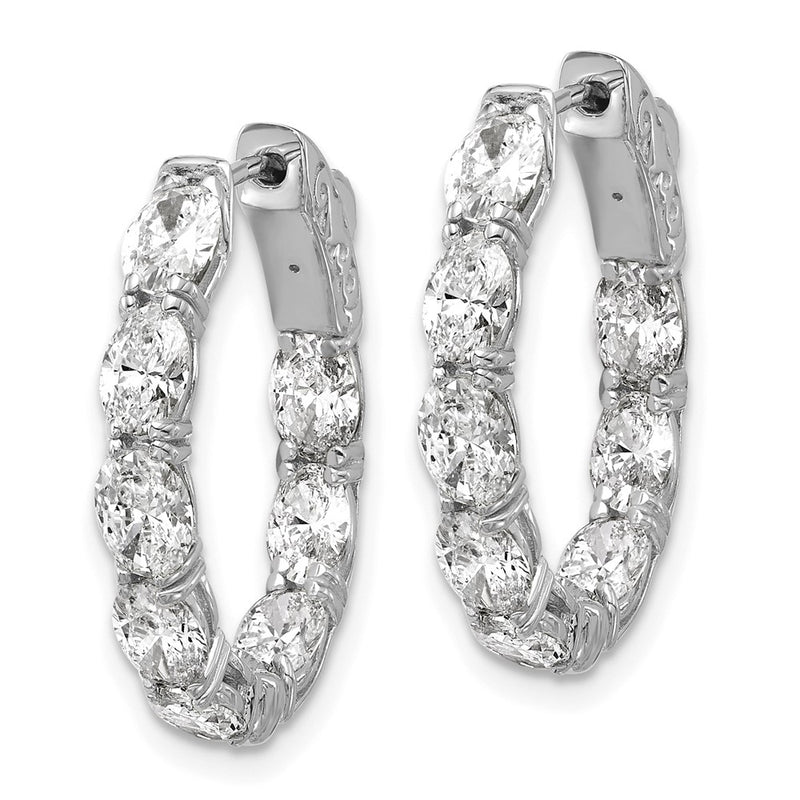 14K White Gold Certified 5x3 Oval Lab Grown VS DEF Diamond Inside/Outside Hoop Earrin