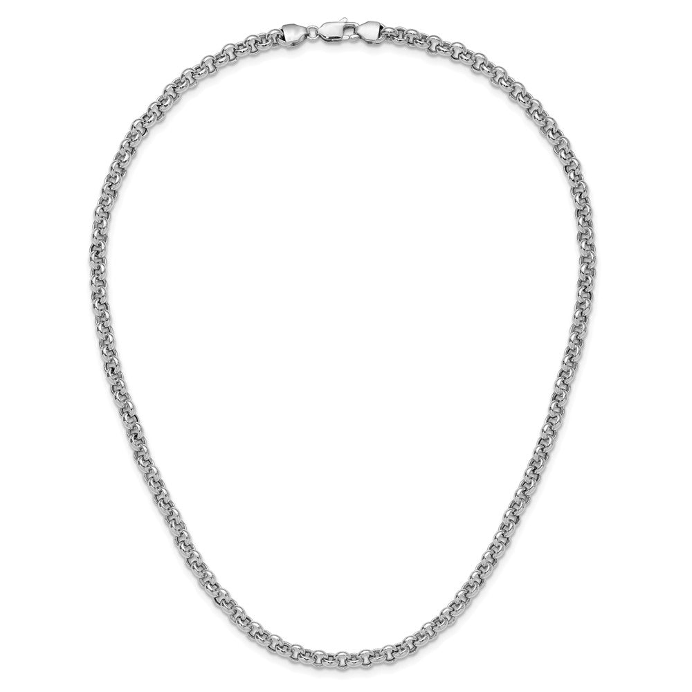 14K White Gold Polished Fancy 5mm Rolo Link 18 Inch Necklace