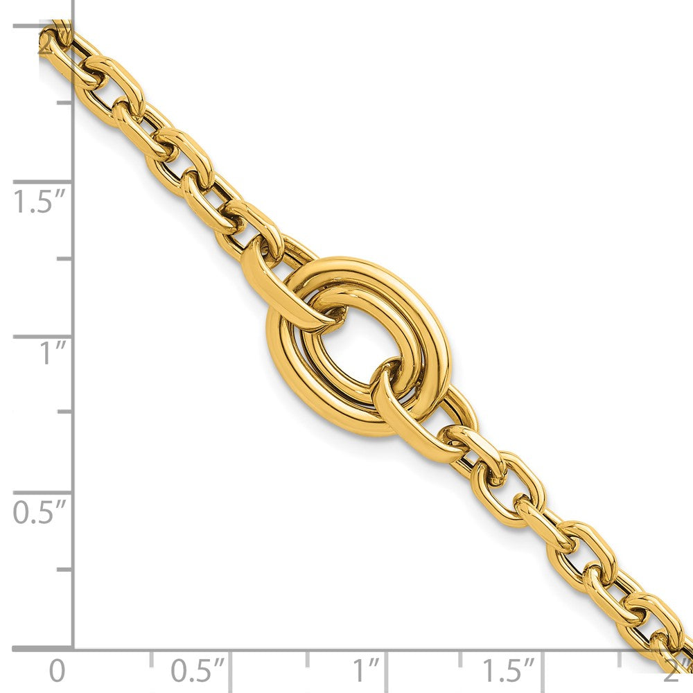 14K Yellow Gold Polished Double Circle Fancy 7.25 Inch Bracelet Plus 0.25 Inch Extender