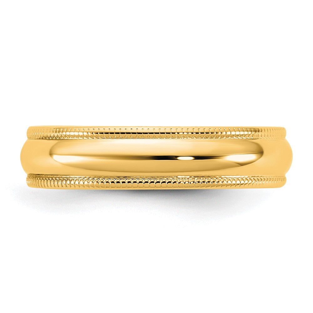 14K Yellow Gold 4.5mm LTW Milgrain Half Round Wedding Band Ring