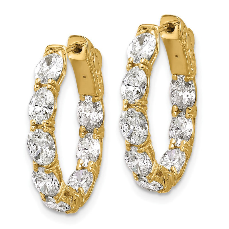 14K Yellow Gold 4 carat Lab Grown Diamond VS+ F+ Oval and Round Complete In and Out Hoop Earrings