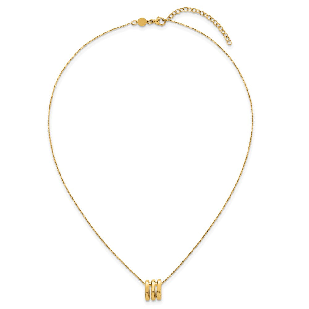 14K Yellow Gold Polished 3 Oval Rings 16 Inch Necklace Plus 2 Inch Extender