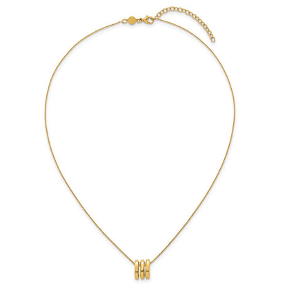 14K Yellow Gold Polished 3 Oval Rings 16 Inch Necklace Plus 2 Inch Extender