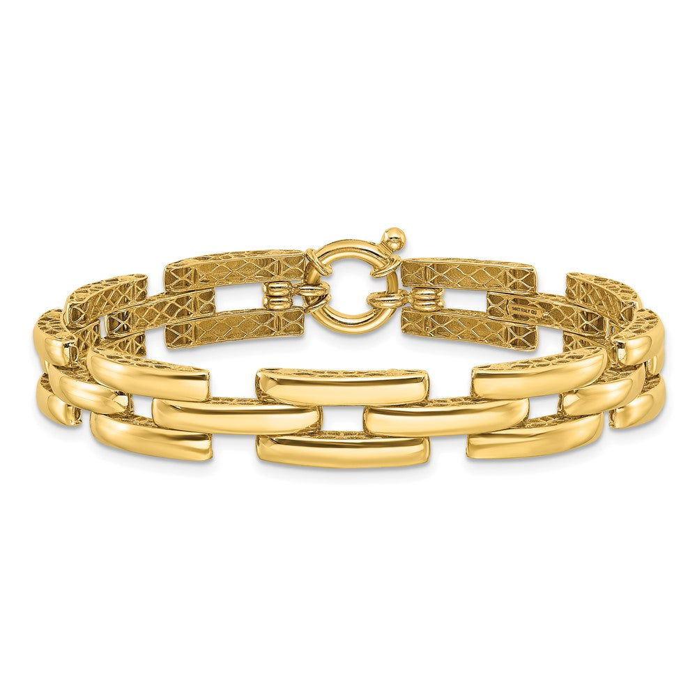 14K Yellow Gold Polished 8.9mm Fancy Square Link Chain Bracelet