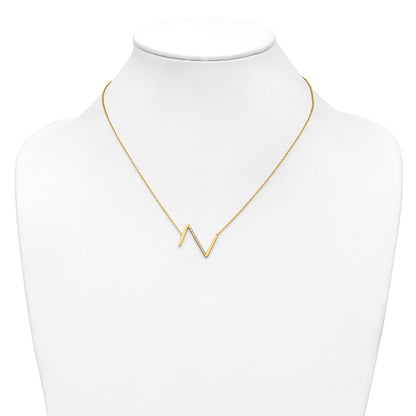 14K Yellow Gold Sideways Diamond Initial Z 18 Inch Necklace