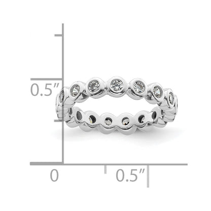 14K White Gold Polished Size 4.5 Bezel-set 1/2 carat Diamond Complete Eternity Wedding Band Ring