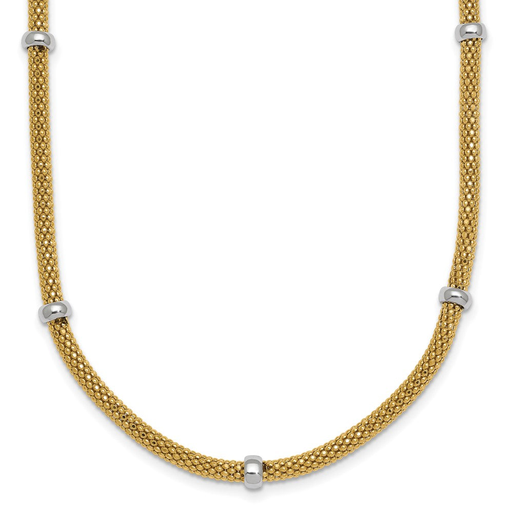 14K Two-Tone Gold Two-tone Polished 7.5mm Fancy Mesh With Bead 18 Inch Necklace