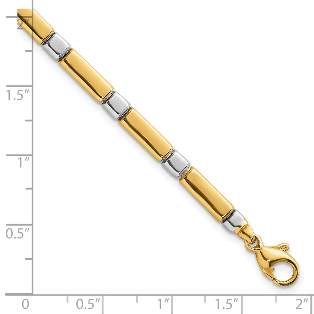 14K Two-Tone Gold Two Tone Polished 4mm Fancy Bar Link 7.5 Inch Bracelet