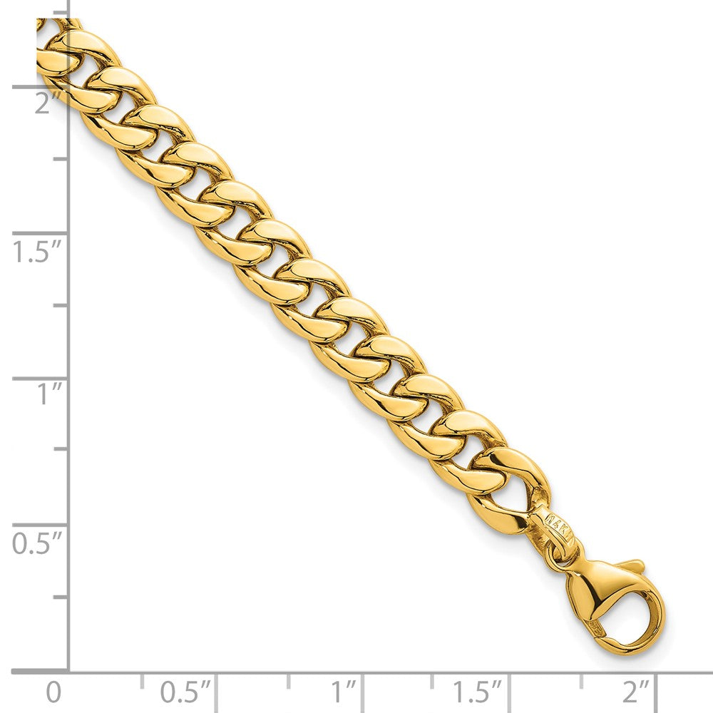 14K Yellow Gold Polished 6.5mm Flat Curb Chain Bracelet Plus Extender