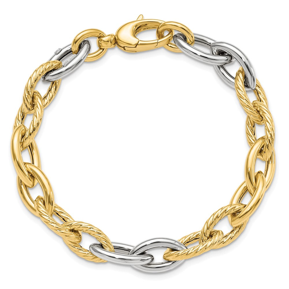 14K Two-Tone Gold Two-tone Polished Fancy Link 7.5 Inch Bracelet