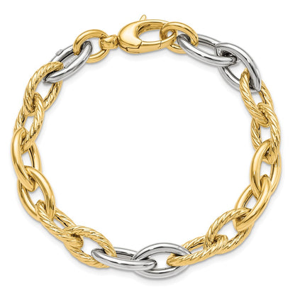 14K Two-Tone Gold Two-tone Polished Fancy Link 7.5 Inch Bracelet