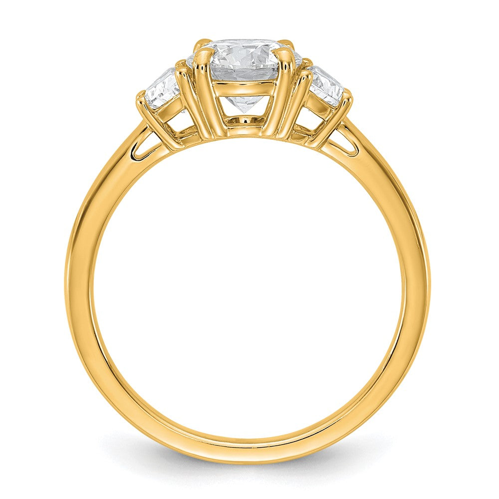 14K Yellow Gold 1 3/8 carat Certified Lab Grown Diamond VS+F+ Round Complete Three Stone Engagement Ring