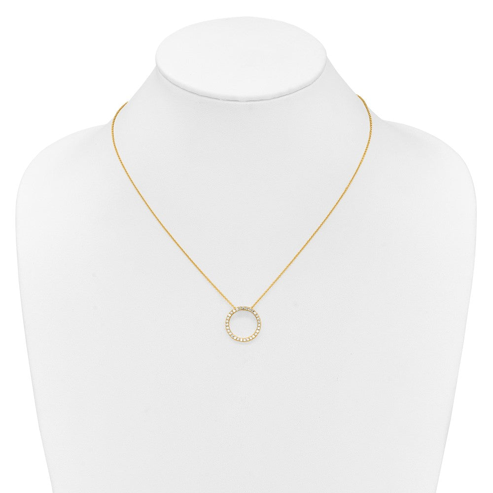 14K Yellow Gold Polished 1/2 carat Diamond Circle 18 Inch Necklace