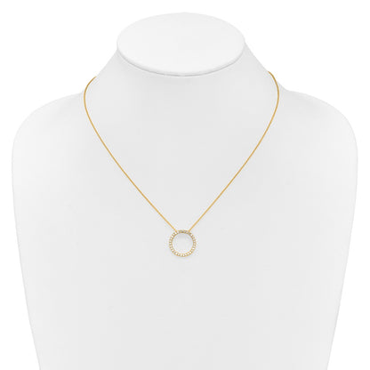 14K Yellow Gold Polished 1/2 carat Diamond Circle 18 Inch Necklace