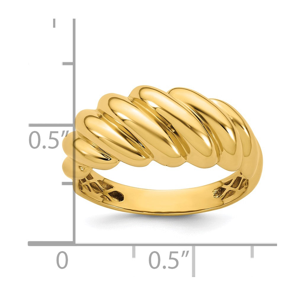 14K Yellow Gold Polished Twisted Graduated Domed Size 7 Ring