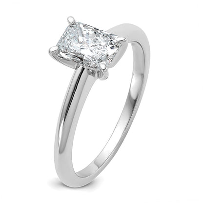 14K White Gold 1 carat Lab Grown Diamond VS+ F+ Radiant Solitaire Complete Engagement Ring