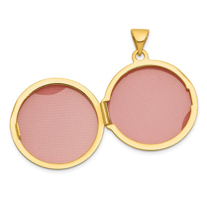 14K Yellow Gold and Rhodium Half Point Diamond Polished Cross 20mm Round Locket