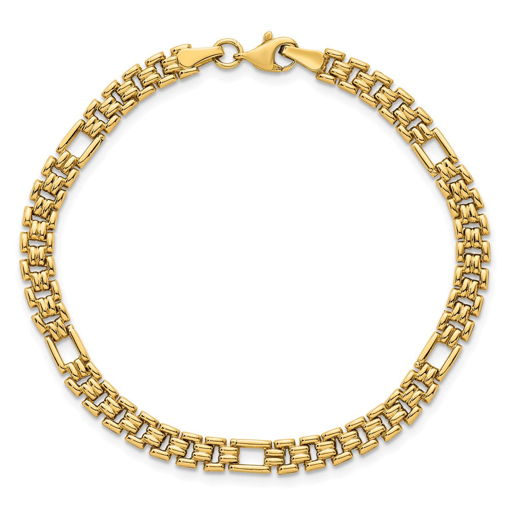 14K Yellow Gold Polished 4.5mm Fancy Link 7.5 Inch Bracelet
