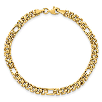 14K Yellow Gold Polished 4.5mm Fancy Link 7.5 Inch Bracelet