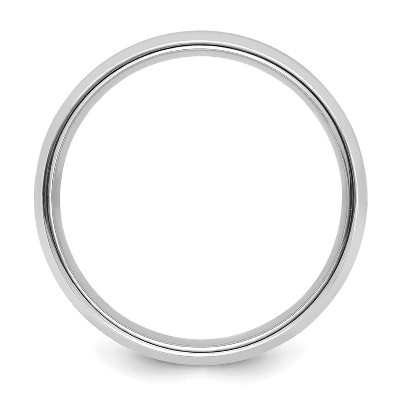 14K White Gold 6mm Standard Weight Comfort Fit Brushed Satin with Polished Beveled Edge Wedding Band Ring