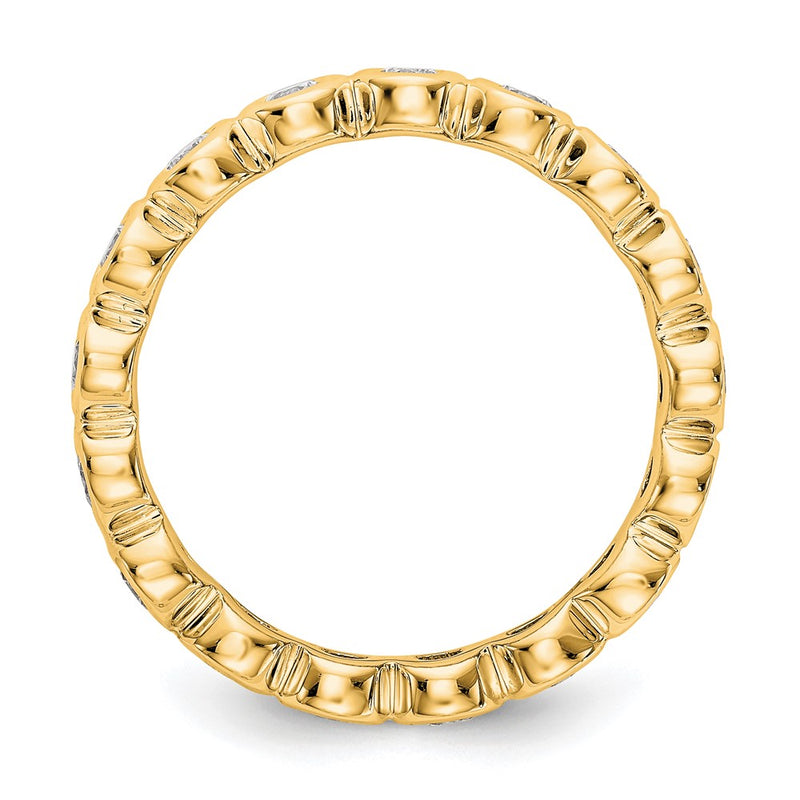 18K Yellow Gold Diamond Bezel Set Eternity Wedding Band Ring