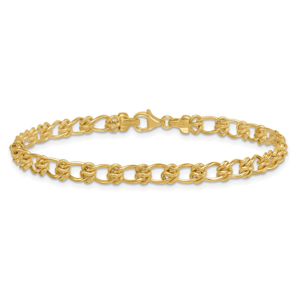 14K Yellow Gold Polished and Textured 5.0mm Fancy Knot Link 17 Inch Necklace