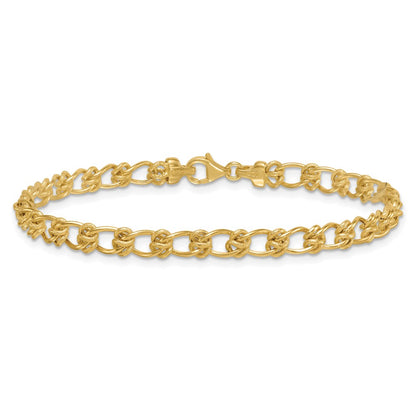 14K Yellow Gold Polished and Textured 5.0mm Fancy Knot Link 17 Inch Necklace