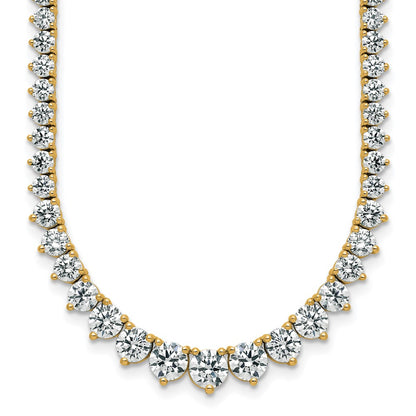 14K Yellow Gold 16 1/3 carat Certified Lab Grown Diamond VS+ F+ Complete Round 18 Inch Graduated Tennis Necklace