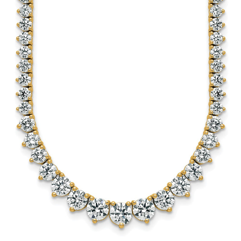 14K Yellow Gold 16 1/3 carat Certified Lab Grown Diamond VS+ F+ Complete Round 18 Inch Graduated Tennis Necklace