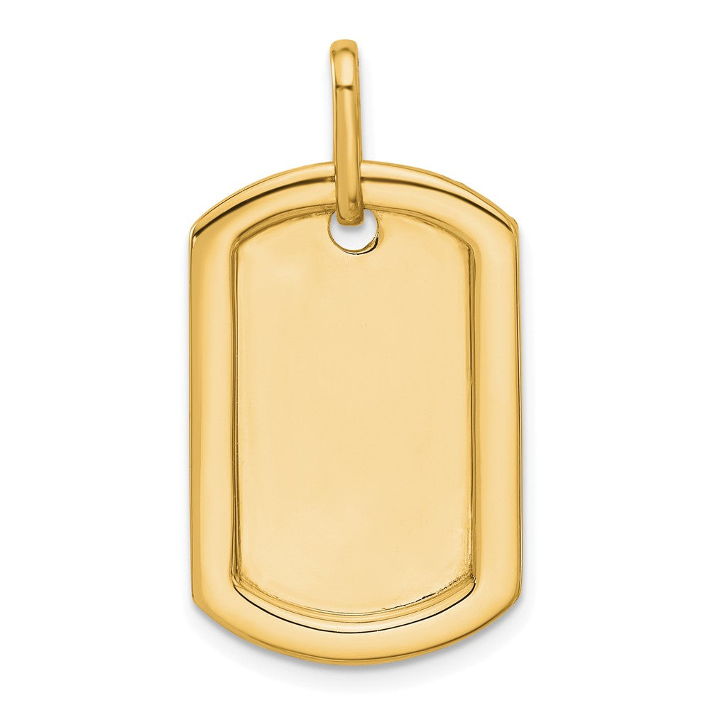 14K Yellow Gold Personalized Diamond Dog Tag Charm