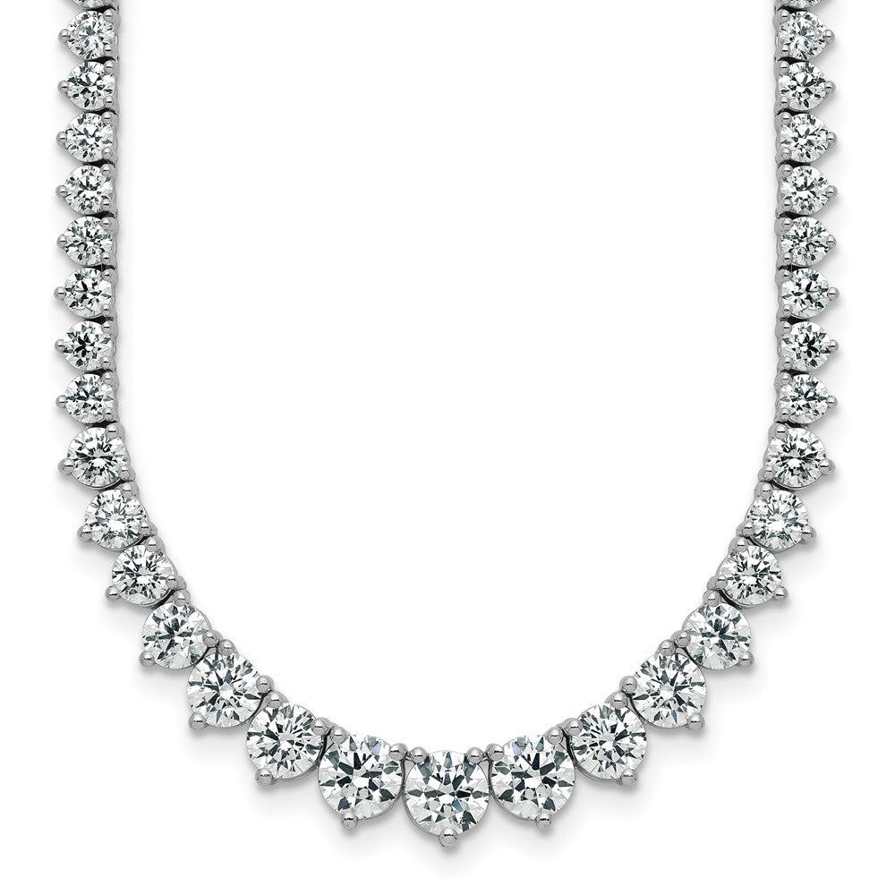 14K White Gold 16 1/3 carat Certified Lab Grown Diamond VS+ F+ Complete Round 18 Inch Graduated Tennis Necklace