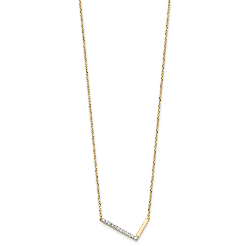 14K Yellow Gold Sideways Diamond Initial L 18 Inch Necklace
