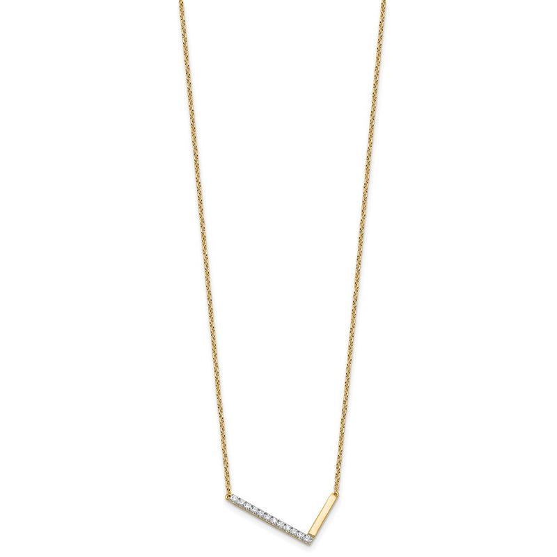 14K Yellow Gold Sideways Diamond Initial L 18 Inch Necklace