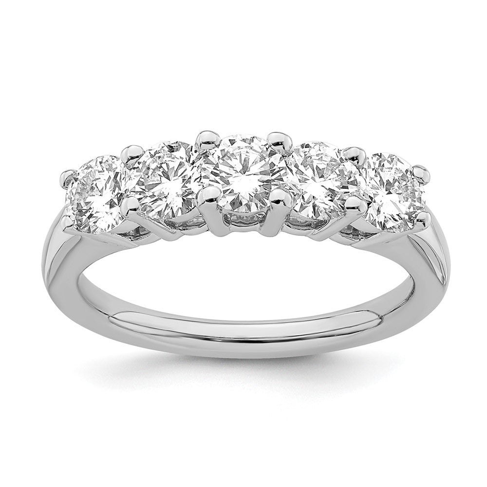 14K White Gold 5-Stone Shared Prong 1.5 carat Round Complete Diamond Wedding Band Ring